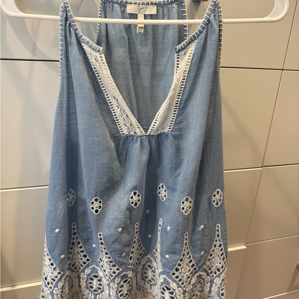 Joie Blue and White Embroidered Top